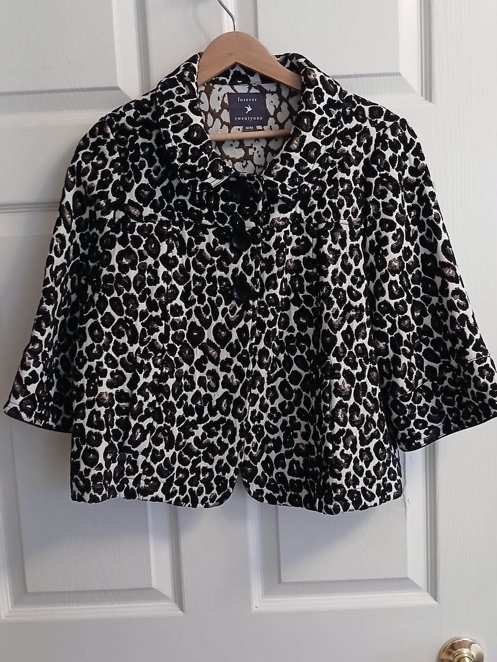 Y2K Forever 21 Leopard Print Cropped Swing Jacket — Size Medium